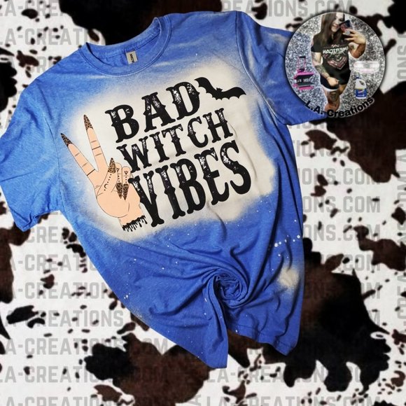 Gildan Tops - Bad Witch Vibes Bleached Tee S-3x